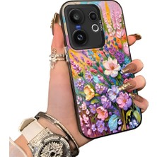 HONTINGA Vivo X200 Fe ile Uyumlu Kılıf Silikon Kenar Sert Arka Kamera Koruyucu Basitlik Anti Düşme Kamera Korumalı Çiçekli Desen Couple Telefon Kılıfı Kadın ve Erkek Için Uygundur K1-1599