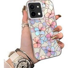 HONTINGA Vivo Y28 ile Uyumlu Kılıf Silikon Kenar Sert Arka Kamera Koruyucu Basitlik Anti Düşme Kamera Korumalı Çiçekli Desen Couple Telefon Kılıfı Kadın ve Erkek Için Uygundur K1-1600