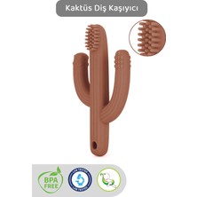 Meleni Baby Kaktüs Bebek Diş Kaşıyıcı - Silikon Bebek Diş Kaşıma Dişlik Kahverengi