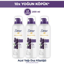 Dove Duş Köpüğü Açai Yağı 10 Kat Daha Yoğun Köpük 200 ml X3