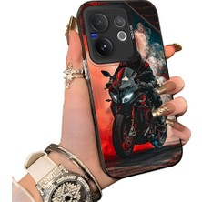 HONTINGA Vivo V60 5g ile Uyumlu Kılıf Silikon Kenar Sert Arka Kamera Koruyucu Basitlik Anti Düşme Kamera Korumalı Motosiklet Desen Couple Telefon Kılıfı Kadın ve Erkek Için Uygundur K1-1530