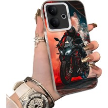 HONTINGA Vivo V60 Lite 5g ile Uyumlu Kılıf Silikon Kenar Sert Arka Kamera Koruyucu Basitlik Anti Düşme Kamera Korumalı Motosiklet Desen Couple Telefon Kılıfı Kadın ve Erkek Için Uygundur K1-1530