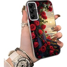 HONTINGA Samsung Galaxy A05S ile Uyumlu Kılıf Silikon Kenar Sert Arka Kamera Koruyucu Basitlik Anti Düşme Kamera Korumalı Çiçekli Desen Couple Telefon Kılıfı Kadın ve Erkek Için Uygundur K1-1526