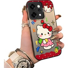 HONTINGA Oppo Reno 14 Pro 5g ile Uyumlu Kılıf Silikon Kenar Sert Arka Kamera Koruyucu Basitlik Anti Düşme Kamera Korumalı Kitty Desen Couple Telefon Kılıfı Kadın ve Erkek Için Uygundur K1-1602