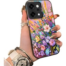 HONTINGA Oppo Reno 14 Pro 5g ile Uyumlu Kılıf Silikon Kenar Sert Arka Kamera Koruyucu Basitlik Anti Düşme Kamera Korumalı Çiçekli Desen Couple Telefon Kılıfı Kadın ve Erkek Için Uygundur K1-1599