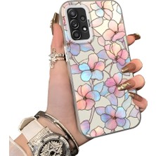 HONTINGA Samsung Galaxy A52S 5g ile Uyumlu Kılıf Silikon Kenar Sert Arka Kamera Koruyucu Basitlik Anti Düşme Kamera Korumalı Çiçekli Desen Couple Telefon Kılıfı Kadın ve Erkek Için Uygundur K1-1600
