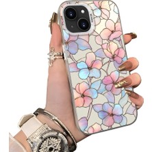 HONTINGA iPhone 15 Plus ile Uyumlu Kılıf Silikon Kenar Sert Arka Kamera Koruyucu Basitlik Anti Düşme Kamera Korumalı Çiçekli Desen Couple Telefon Kılıfı Kadın ve Erkek Için Uygundur K1-1600