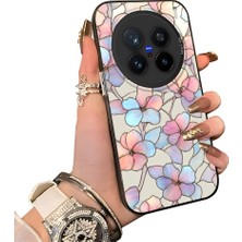 HONTINGA Vivo X200 Pro ile Uyumlu Kılıf Silikon Kenar Sert Arka Kamera Koruyucu Basitlik Anti Düşme Kamera Korumalı Çiçekli Desen Couple Telefon Kılıfı Kadın ve Erkek Için Uygundur K1-1600