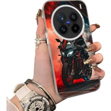 HONTINGA Vivo X200 Pro ile Uyumlu Kılıf Silikon Kenar Sert Arka Kamera Koruyucu Basitlik Anti Düşme Kamera Korumalı Motosiklet Desen Couple Telefon Kılıfı Kadın ve Erkek Için Uygundur K1-1530