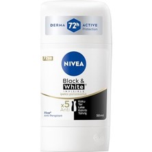 MarkEntegra Nıvea Kadın Stick Deodorant Black&white Invisible Ipeksi Pürüzsüzlük 72 Saat Anti-Perspirant Koruma, 50 ml