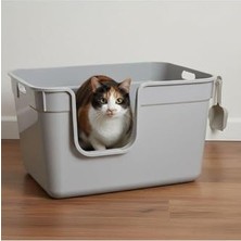 MarkEntegra Tanos Yarı Açık Kedi Tuvaleti 54X40X32 - Gri