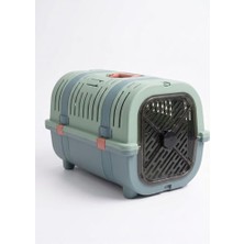 MarkEntegra Orret Home Kedi Taşıma Çantası Plastik Kafes Kilitlenebilir Kapaklı Havalı Taşıma Kabı Kedi Köpek Taşıma Box Güvenli Pet Taşıma Kafesi Seyahat Çantası (Yeşil-Mavi)