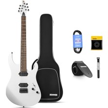 MarkEntegra Katı Gövde Elektro Gitar, DMT-100 39 Inç Metal Elektro Gitar, H-H Manyetikli Inşaat Kiti, Çanta, Teller, Askı, Kablo, Rock Müzik Severler Için Tel Amortisör (Beyaz)