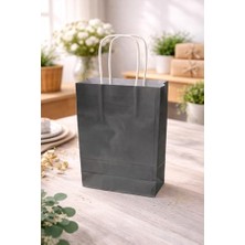 MarkEntegra Çelikpençe Kraft Kağıt Çanta, Büküm Saplı, 18X24X8 Cm, Hediyelik Butik Mağaza Poşeti, 25 Adet (Mavi)