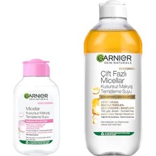 MarkEntegra Garnier Skin Naturals Micellar Kusursuz Makyaj Temizleme Suyu (100 Ml) & Çift Fazlı Micellar Kusursuz Makyaj Temizleme Suyu (400 Ml) Cilt Bakım Seti