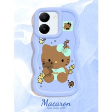HONTINGA Vivo Y27S Uyumlu Kılıf Düşüme Önleyici Basitlik Anti Düşme Kamera Koruyucu Basit Mavi Yumuşak Silikon Couple Telefon Kılıfı Kitty Desen K9-0304