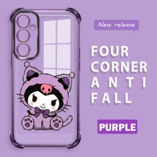 HONTINGA Samsung Galaxy A05S ile Uyumlu Kılıf Şeffaf Kılıfı Kamera Koruyucu Basitlik Anti Düşme Kamera Korumalı Kuromi Desen Yumuşak Silikon Couple Telefon Kılıfı Kadın ve Erkek Için Uygundur K3-0372