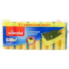 MarkEntegra Vileda 141125 Oluklu Hijyenik Bulaşık Süngeri, Tırnak Koruyuculu, 5'li Ekonomik Paket, Yeşil