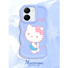 HONTINGA Vivo Y27S Uyumlu Kılıf Düşüme Önleyici Basitlik Anti Düşme Kamera Koruyucu Basit Mavi Yumuşak Silikon Couple Telefon Kılıfı Kitty Desen K9-0302