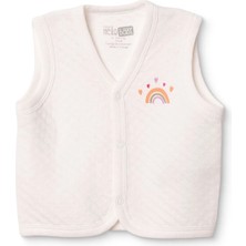 Hellobaby Kız Bebek Kapitone Yelek Gökyüzü Baskılı Çıtçıtlı Bisiklet Yaka Sleeveless
