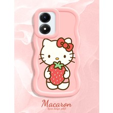 HONTINGA Vivo Y02S Uyumlu Kılıf Düşüme Önleyici Basitlik Anti Düşme Kamera Koruyucu Basit Pembe Yumuşak Silikon Couple Telefon Kılıfı Kitty Desen K9-0305
