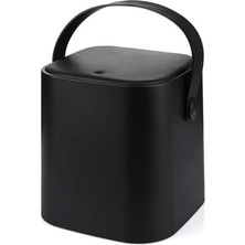 MarkEntegra Tutma Saplı Iç Kovalı Tezgah Üstü Mutfak Çöp Kovası, 4 Litre, Kilitli Kapak, Click Kapak, 20X20X22 Cm, Siyah