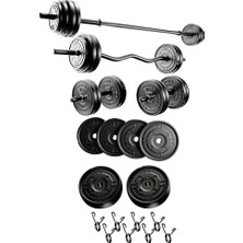 MarkEntegra 20  Z-Barlı Meset Halter Seti ve Dambıl Seti Ağırlık Fitness Seti