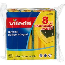 MarkEntegra Vileda 141127 Oluklu Bulaşık Süngeri, Yeşil, 8 Parça