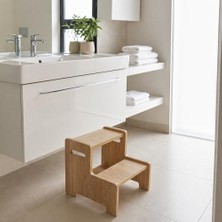 MarkEntegra Ahşap Çift Basamaklı Yükseltici Tabure, Çok Amaçlı Ev ve Banyo Basamağı, Dayanıklı Ahşap Tasarım