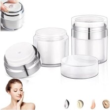 MarkEntegra 50 ml (Büyük Boy) Havasız Pompa Vakumlu Şişe Kapaklı Yeniden Doldurulabilir Krem Kavanozu,şeffaf Beyaz