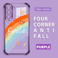 HONTINGA Samsung Galaxy S21 Fe 5g ile Uyumlu Kılıf Şeffaf Kılıfı Kamera Koruyucu Basitlik Anti Düşme Kamera Korumalı Gökkuşağı Desen Yumuşak Silikon Couple Telefon Kılıfı Kadın ve Erkek Için Uygundur K3-0371