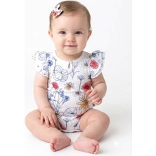 OZMOZ Organik Çiçekli Fırfırlı Yazlık Kız Bebek Body