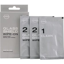 MarkEntegra Nasiol Glasshield Wipe On Araç Nano Yağmur Kaydırıcı ve Su Itici Mendil 1 Yıl Etkili Cam Bakımı, Cam Yüzey Yağmur Tutmaz Nano Kaplama, Far, Ayna Sıvı Kaydırıcı