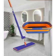 MarkEntegra Kendinden Sıkmalı Tekerli Kovalı Mop Seti - Kendinden Sıkmalı Mop Katlanabilir 1 Yedek Bez Kovalı Mop