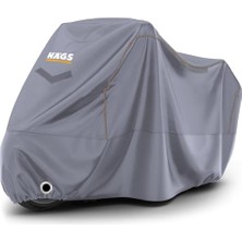 MarkEntegra Haegs Motosiklet Brandası, Motor Kılıfı, Örtüsü Dış Mekan Motosiklet Örtüsü Su Geçirmez, Rüzgar, Toz Geçirmez, Motor Garaj Brandası, Kışa Dayanıklı (XXL:265X105X125 Cm) - Gri