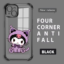 HONTINGA iPhone 15 Plus ile Uyumlu Kılıf Şeffaf Kılıfı Kamera Koruyucu Basitlik Anti Düşme Kamera Korumalı Kuromi Desen Yumuşak Silikon Couple Telefon Kılıfı Kadın ve Erkek Için Uygundur K3-0372