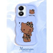 HONTINGA Vivo Y02S Uyumlu Kılıf Düşüme Önleyici Basitlik Anti Düşme Kamera Koruyucu Basit Mavi Yumuşak Silikon Couple Telefon Kılıfı Kitty Desen K9-0301