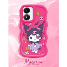 HONTINGA Vivo Y02S Uyumlu Kılıf Düşüme Önleyici Basitlik Anti Düşme Kamera Koruyucu Basit Kırmızı Yumuşak Silikon Couple Telefon Kılıfı Kuromi Desen K9-0303