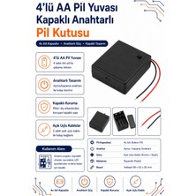 4’lü Aa Pil Yuvası Kapaklı Anahtarlı Pil Kutusu