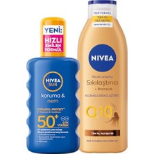 MarkEntegra Nıvea Sun SPF50 Koruma ve Nemlendirici Güneş Spreyi 200 Ml, Q10 Sıkılaştırıcı,bronzlaştırıcı Vücut Losyonu 200 ml