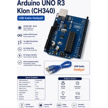 Arduino Uno R3 Klon CH340 USB Kablo Hediyeli
