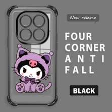 HONTINGA Xiaomi Redmi Note 14 Pro 4g ile Uyumlu Kılıf Şeffaf Kılıfı Kamera Koruyucu Basitlik Anti Düşme Kamera Korumalı Kuromi Desen Yumuşak Silikon Couple Telefon Kılıfı Kadın ve Erkek Için Uygundur K3-0372