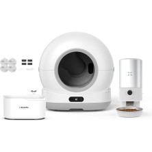 MarkEntegra Xenon Smart Akıllı Otomatik Kedi Tuvaleti (Kamerasız) Çelik Köpek  Kabı Besleme Kasesi (Kameralı) Su Pınarı Sebili ve Yedek Filtre (4 Adet) Evcil Hayvan 4'lü Pet Ürünleri Başlangıç Seti