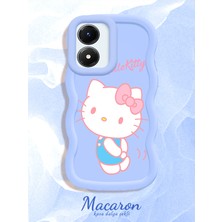 HONTINGA Vivo Y02S Uyumlu Kılıf Düşüme Önleyici Basitlik Anti Düşme Kamera Koruyucu Basit Mavi Yumuşak Silikon Couple Telefon Kılıfı Kitty Desen K9-0302