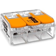 MarkEntegra 10 Adet  221-413 Bağlantı Terminali 3 Damarlı Kollu 0,2-4 Mm², Küçük Şekil, Şeffaf