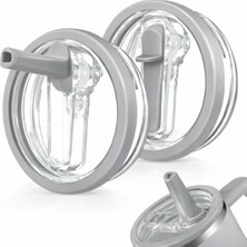 MarkEntegra 40 Oz Uyumlu Yedek Kapak – Sızdırmaz Leakof Tasarım – Bpa Free Yedek & Upgrade Lid –  Quencher ile Uyumlu Bardak & Termos Kapağı + Iç Pipeti (Gri)