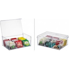MarkEntegra Şeffaf Kapaklı 6 Bölmeli Organizer Kutusu – Çay, Takı, Baharat, Aksesuar ve Küçük Eşyalar Için Düzenleyici Kutusu – 23×14×9 cm