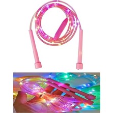 MarkEntegra Işıklı Atlama Ipi Pembe Renk LED Işıklı Dayanıklılık Eğiti Için Dış Mekan Oyunu 3 Metre Oyuncak Ip Pembe