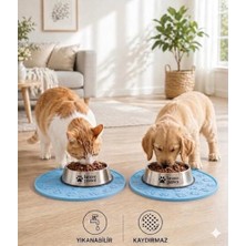MarkEntegra Silikon  Matı Kedi & Köpek Için | Kaymaz, Yıkanabilir, Havuzlu  Altlığı (Mavi)