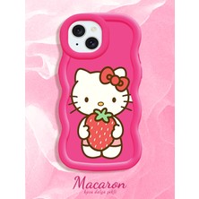 HONTINGA iPhone 15 Plus Uyumlu Kılıf Düşüme Önleyici Basitlik Anti Düşme Kamera Koruyucu Basit Kırmızı Yumuşak Silikon Couple Telefon Kılıfı Kitty Desen K9-0305
